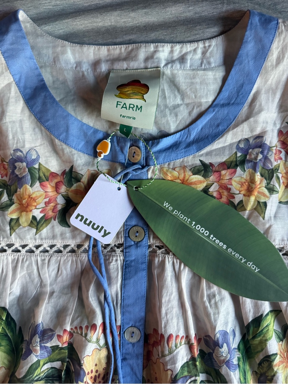 Farm Rio Wide Sleeve Cover Up Mini Dress NWT - Picture 6 of 12
